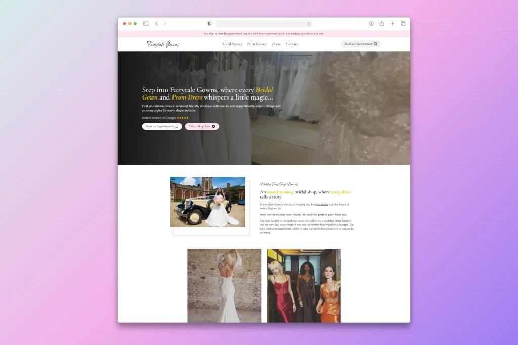 Fairytale Gowns website build