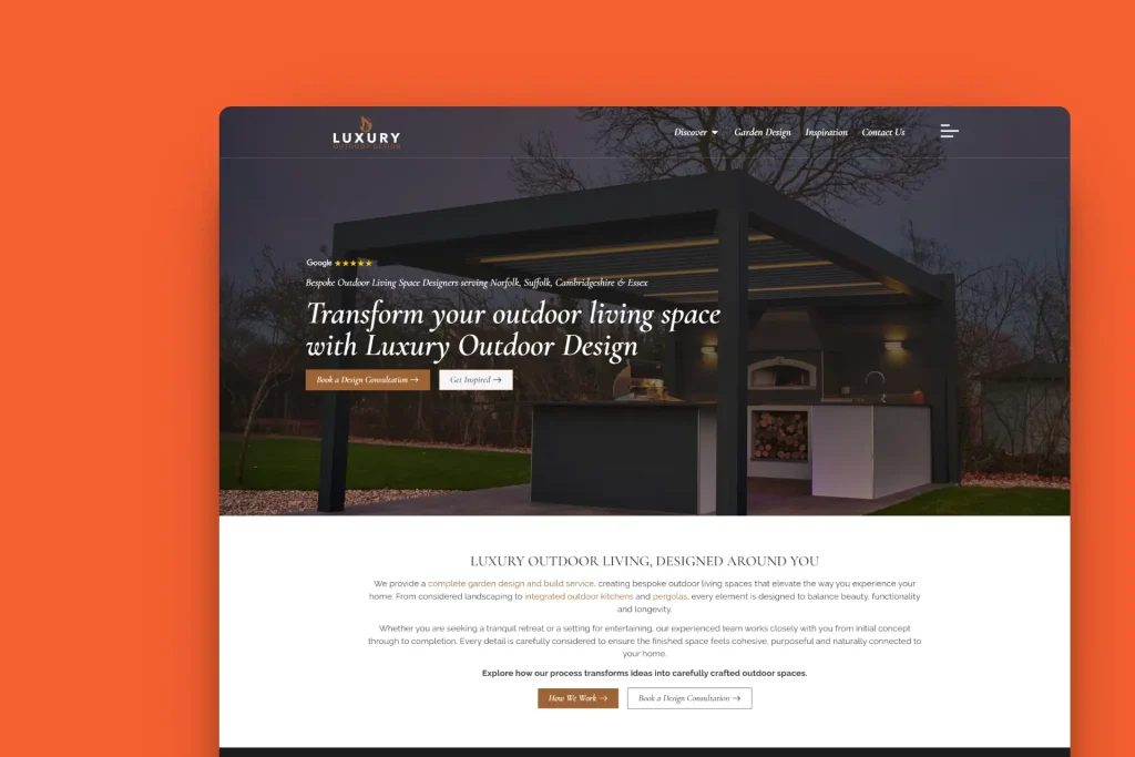 Luxury Outdoor Design website build 2